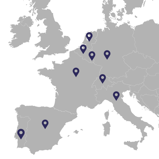 Carte des 9 pays dans lesquels Murprotec est présent 