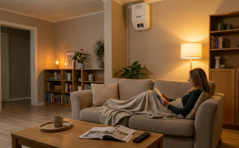 Un système de traitement de l’air de Murprotec dans le salon 